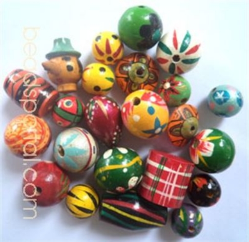Assorted Wooden Painted Beads