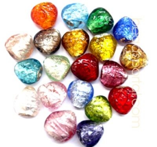 Picture of Lampwork Silver Foil Beads.