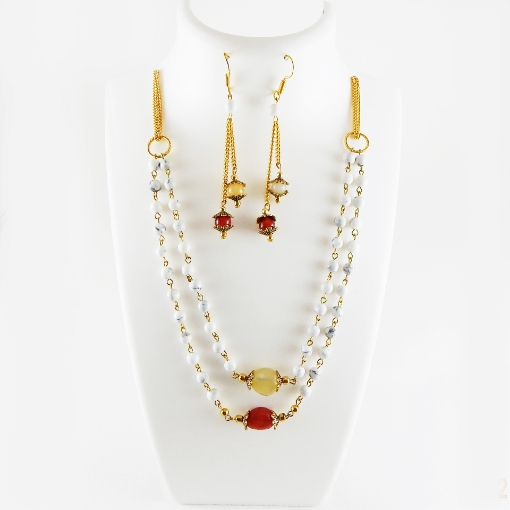Howlite Gemstone Beads Necklace Set
