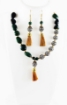 Green Aventurine Tumbles and Beads with Bali Beads Necklace Set