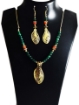Green Aventurine Gemstone Beads With Silver Pendant Necklace Set