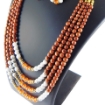 Goldstone Gemstone 4 line Necklace and Earrings Set