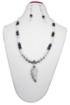 Howlite & Black Onyx Gemstone Beads with Pendant Necklace Set
