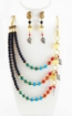 Three Line Gemstone Beads Necklace Set