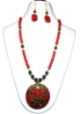 Red Coral & Haematite Gemstone Beads with Pendant Necklace