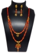 Carnelian and Red Coral Gemstone Beads with Pendant Necklace