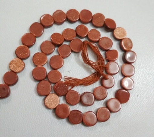 Brown Gold stone Coin Beads