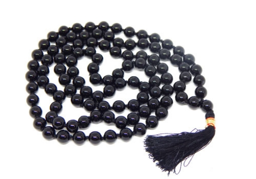 Black Onyx Mala : 108+1 Beads Knotted Mala