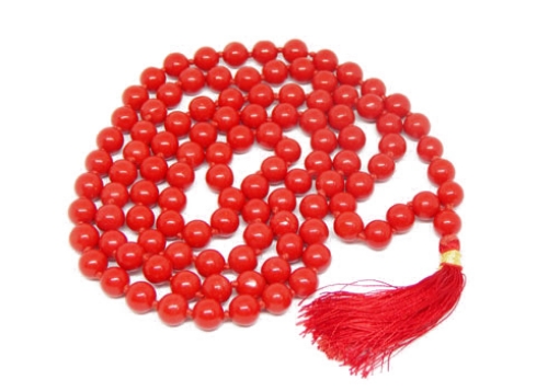 Red Coral Mala : 108+1 Beads Knotted Mala