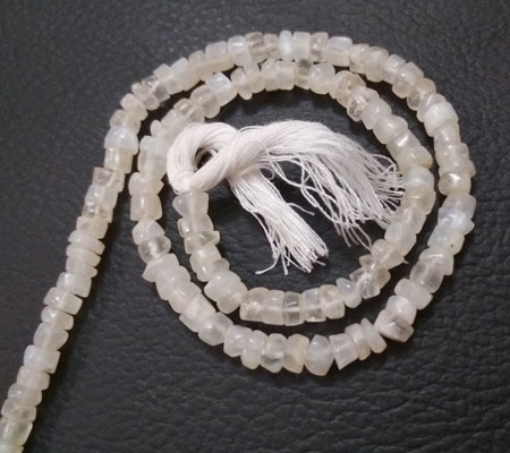 White Moonstone Tyre Beads