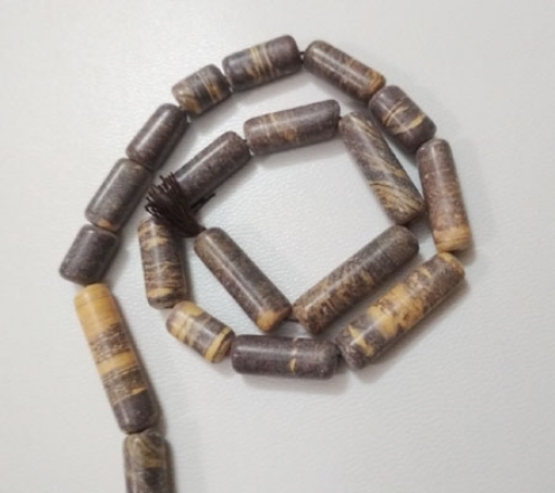 Grey Bio Jasper tube beads