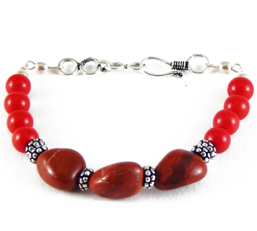 Red Jasper & Coral Beads Bracelet