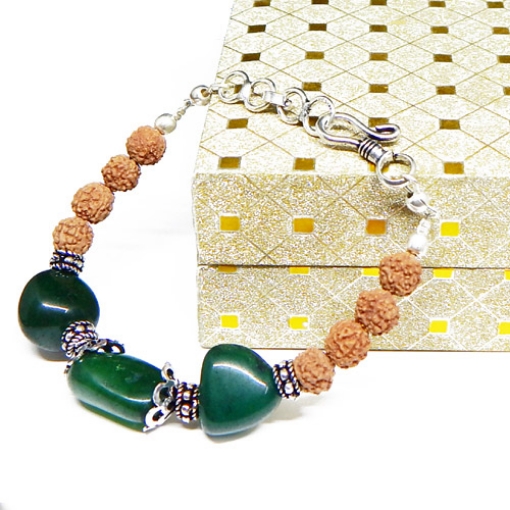 Green Aventurine Tumble & Rudraksha Beads Bracelet