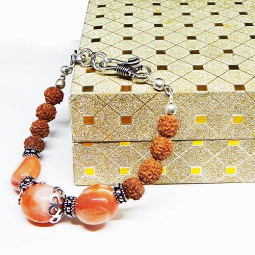 Carnelian Tumble & Rudraksha Beads Bracelet