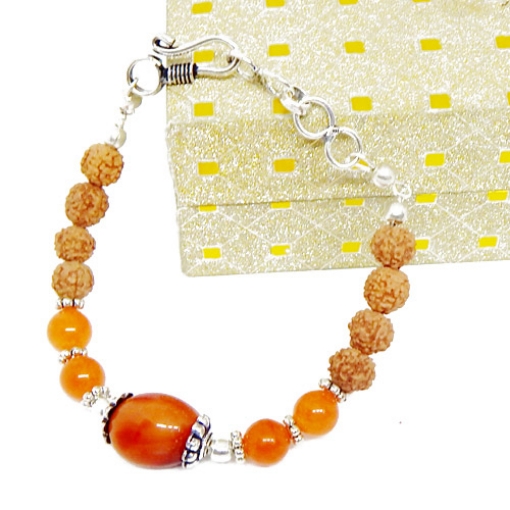 Carnelian Beads & Rudraksha Beads Bracelet