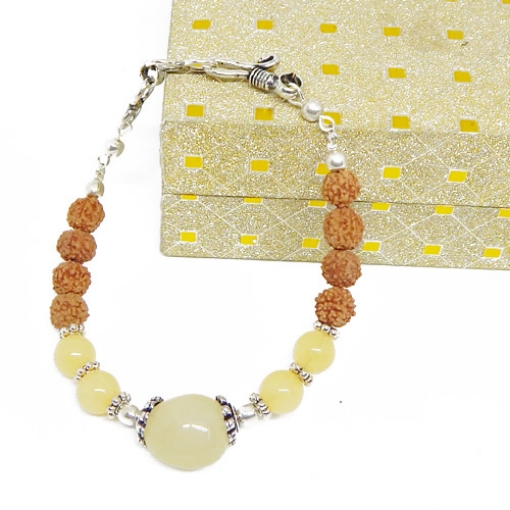 Yellow Aventurine Beads & Rudraksha Beads Bracelet