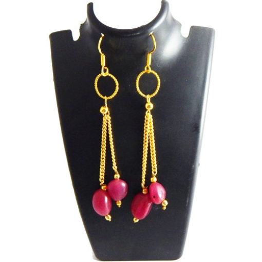 Gemstone Tumble  Ruby Earrings