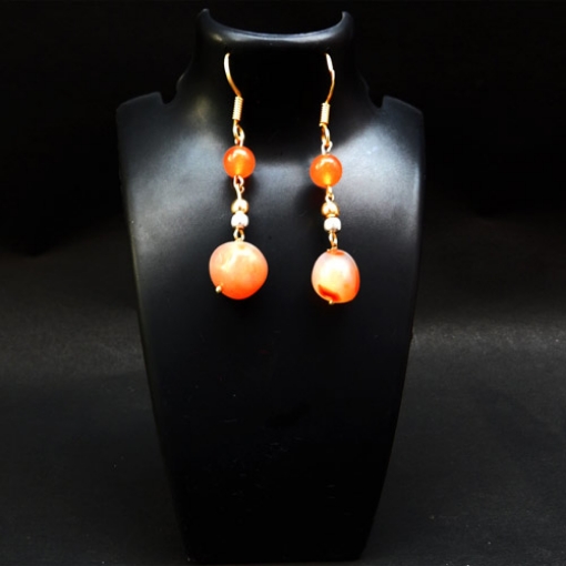 Carnelian Tumble & Beads Earrings
