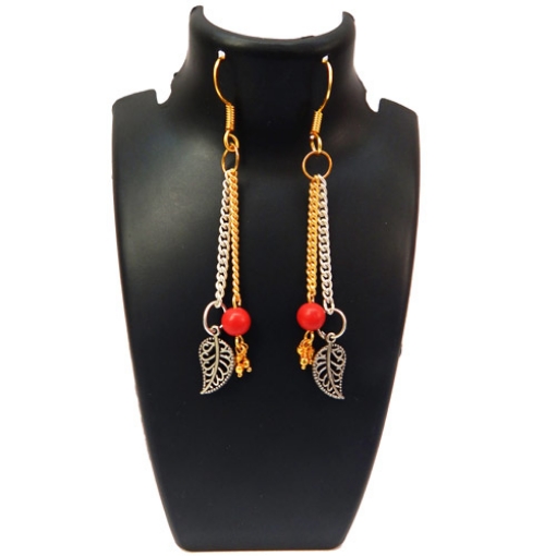 Red Coral stone Beads Fancy Earrings